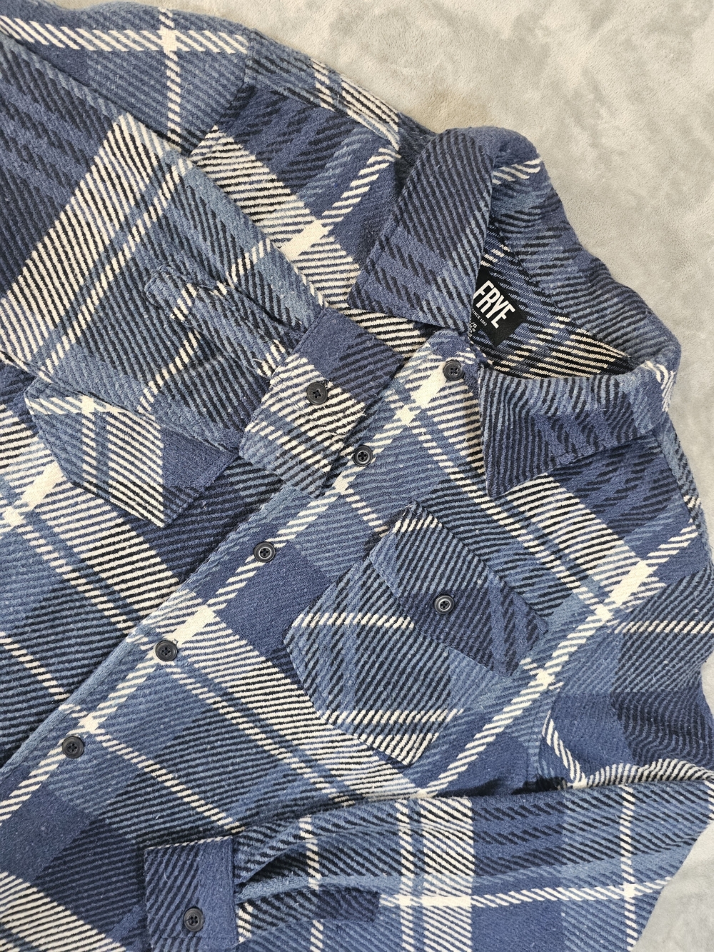 FRYE Men's Plaid Shacket Heavy Button Up Shirt Jacket Vintage Indigo Combo L NWT